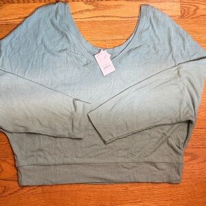 Auden Mint Green Ribbed Sleepwear Shirt Pajama Top XL NEW very soft